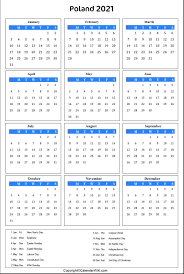 Eu holidays, week number, date picker, today's date, days to go calculator, date range picker, copy date to the windows clipboard. Printable Poland Calendar 2021 With Holidays Public Holidays