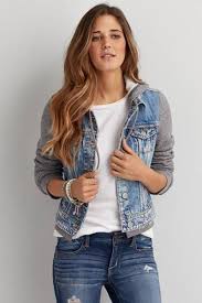 Aeo Hooded Denim Jacket Medium Wash American Eagle Outfitters Hooded Denim Jacket Denim Sweatshirt Jacket Jean Jacket Hoodie