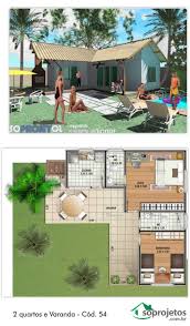 Casas Pequenas Plantas De Casas Com Cozinha Americana E 2 Quartos Planta De Casa Com 2 Quartos E Varanda Cod 54 Edicula Com 2 Quartos Plantas De Casas Projetos De Casas