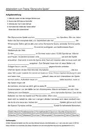 Arbeitsblatt Mit Luckentext Zum Thema Olympische Spiele Olympische Spiele Arbeitsblatter Unterricht Schule