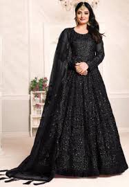 A blue and orange silk suit salwar for a wedding is the best to go with. Net Black Salwar Suits Online Latest Indian Salwar Kameez For Women At Utsav Fashion