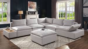 Coffee table with tufted top sofa stores 90254 county waste phone. Cm6547 6 Pc Rosdorf Park Arlene Gray Linen Like Fabric Modular Sectional Sofa With Side Table