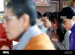 Chua Tu An Buddhist temple. Vietnamese New Year ( Tet ) celebration.  Saint-Pierre en Faucigny. France Stock Photo