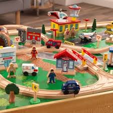 Kidkraft Adventure Town Railway Train Set And Table Train Set Table Wood Train Wooden Train