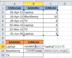 Contoh Penggunaan Rumus Sumif Di Excel Kusnendar