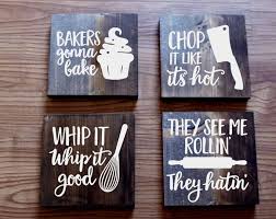 Looking for a little empty wall therapy? Set Of 4 Funny Kitchen Signs Kitchen Signs Farmhouse Sign Rustic Sign Home Decor Wood Sign Promoti Funny Kitchen Signs Handmade Home Decor Kitchen Signs