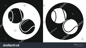Tennis Ball Icon Silhouette Tennis Ball On A Black And White Background Sports Equipment Illustra Black And White Background Stock Illustration Illustration