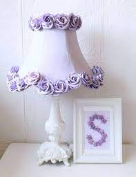 Lavender Dupioni Silk Lamp Shade With Roses Girls Lamp Silk Lampshade Kids Lamps