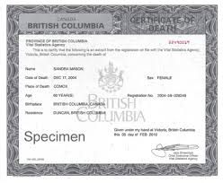 The original death certificates are filed in the states. Death Certificates Province Of British Columbia