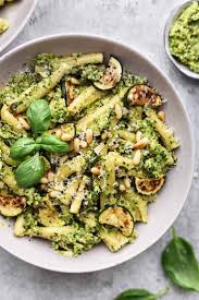 Roasted Courgette Pesto Pasta Cupful Of Kale Pasta Dishes Recipes Pesto Pasta