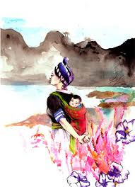 Mother Child Hmong Art Watercolor Etsy Art Hmong Tattoo Painting