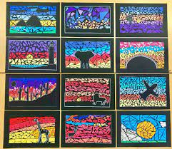 A wide variety of paper mosaic options are available to you, such as design style, feature, and warranty. Jessica Anderson On Instagram Sunset Landscape Mosaics We Used Black Construction To Build On Landscape Mosaic Sunset Landscape Art Black And White Drawing