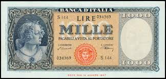 Italy Banca D Italia 1000 Lire 14 8 1947 P 81a About Uncirculated Money Notes Lira Bank Notes