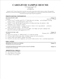 caregiver resume sample templates at