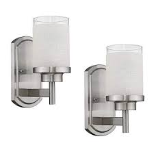 Polished nickel bathroom wall sconces look great in any room. Contemporary Wall Sconce Lighting Brushed Nickel Finish Socket Modern Bathroom Light Fixtures 2 Light Matte Black Vanity Light With Clear Glass Shade Vanity Lighting Fixtures Tools Home Improvement Gellyplast Com