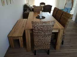 masivni dubovy stul a lavice 200 x 100 cm stul lavice