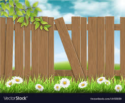 Wooden fence broken plank Royalty Free Vector Image
