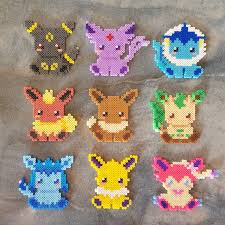 Evolutions Evoli Evoli Fusible Bead Art Perles De Etsy Artkal Bead Hama Beads Patterns Pokemon Bead