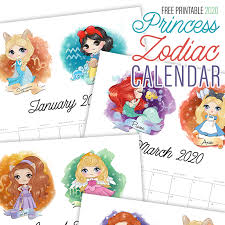 Join our email list for free to get updates on our latest 2021 calendars and more printables. Free Printable 2020 Princess Zodiac Calendar The Cottage Market