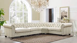 Amazon Com Hydeline Aliso 100 Leather Sectional Sofa 4 Piece Ivory Kitchen Dining Leather Sectional Sofa Leather Sectional Sectional Sofa