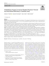 Manager al sistemelor de management al calității (cod cor 325701). Pdf A Mindfulness Program To Improve Resident Physicians Personal And Work Related Well Being A Feasibility Study