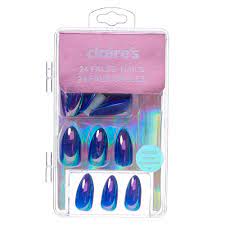 Electric Metallic Stiletto Faux Nail Set Blue 24 Pack Fake Nails Fake Nails For Kids Claire S Fake Nails