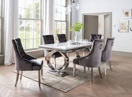 Browse our selection of contemporary and modern dining room chairs to match your unique style. Vida Living Selene 200cm Bone White Marble Dining Table With Belvedere Charcoal Velvet Chairs Cfs Furniture Uk