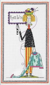 As part of the dolly mamma delightful series, designed for the domestically challenged. Knit Wit Cross Stitch Kit
