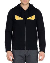 N3xl9 Fendi Monster Eyes Zip Up Hoodie Black Black Hoodie Fendi Monster Wool Hoodie