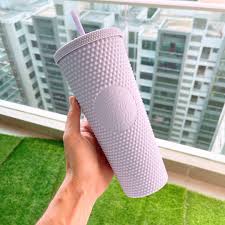 What is the color of the starbucks logo? Starbucks Studded Lilac Mexico Studded Light Purple Cold Cup 24oz 710ml Kitchen Appliances On Carousell