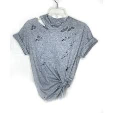 Torn Shirt Distressed Shirt Ripped Tshirt Women S Distressed Tee Torn 20 Liked On Polyvore Featuring T Ripped Shirts Distressed Outfit Distressed Shirt