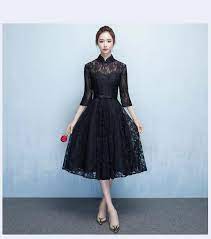 高品質 復古調 レース パーティードレス ミディアムドレス ワンピース ミドル丈 7分袖 黒 結婚式 二次会 発表会 舞台 d106 の商品情報やレビューなど ワンピース ドレス 黒 レース ドレス パーティードレス