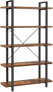 49,00 € · étagère murale industrielle manguier massif et métal 60 cm rack miliboo. Vasagle Bibliotheque Etagere De Rangement A 5 Niveaux Stable Style Industriel Montage Facile Pour Salon Chambre Bureau Marron Rustique Et Noir Lls55bx Amazon Fr Cuisine Maison