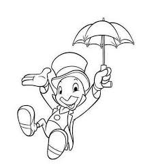 Pinocchio Character Jiminy Cricket Coloring Pages Disney Easy Disney Drawings Disney Coloring Pages Disney Art Drawings