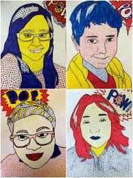 6th Grade Roy Lichtenstein Self Portraits Exploring Art Elementary Art Elementary Art Middle School Art Projects 7th Grade Art