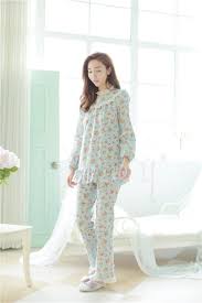Floral Lovely Pajamas Night Suit Women Spring Fall Model Pakaian Wanita Pakaian