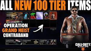 New Black Ops 4 Operation Grand Heist All 100 Tiers Character Skins Outfits Calling Cards More Youtube