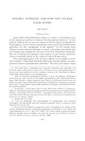 HOLMES, HUMILITY, AND HOW NOT TO KILL EACH OTHER