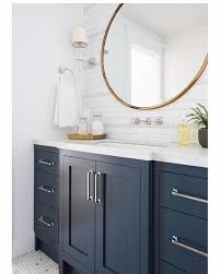 Vanity Paint Color Gentleman S Gray By Benjamin Moore Blue Bathroom Vanity Round Mirror Bathroom Navy Blue Bathrooms
