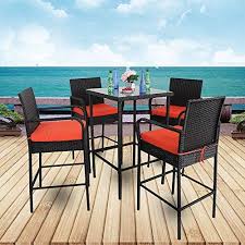 59inch outdoor wrought iron lift tea table bench for garden patios and balcony. Leaptime Patio Table Chairs Garden Bar Furniture Christmas Party Furniture 5pcs Black Rattan Bar Tab Outdoor Patio Bar Sets Outdoor Bar Table Outdoor Patio Bar
