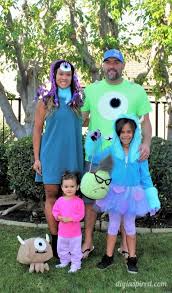 Mike and sully halloween costume, blue monster costume, green one eyed monster, sully costume, wazowski costume, boo halloween, couple. Monster S Inc Family Halloween Costumes Diy Inspired