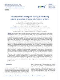PDF) Power curve modelling and scaling of fixed-wing ground-generation  airborne wind energy systems