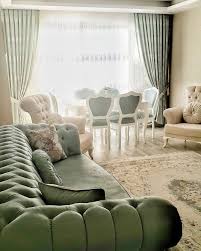 Berjer Country Fon Perde Hali Perde Salon Yemek Odasi Yesil Wall Decor Living Room Home Living Room Luxury Living Room Design