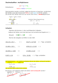 In der einführungsphase der dezimalzahlen1, die idealerweise nach der einführung der brüche stattfindet, kann man verschiedene arbeitsmittel und darstellungen verwenden. Dezimalzahlen Multiplizieren Unterrichtsmaterial Im Fach Mathematik Multiplizieren Dezimalzahlen Dezimalzahlen Multiplizieren