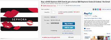 Scroll down the page to the section called look up your balance. Ebay Buy A 100 Sephora Gift Card Get A Bonus 20 Sephora Code 2 Codes Via Email Sephora Gift Card Sephora Gift Card