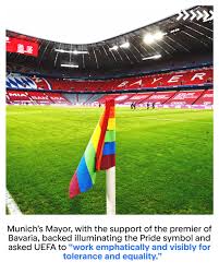 Uefa has vetoed a decision to light up munich soccer stadium in rainbow colors for their tuesday match against hungary. Rh5ogbqan0aivm