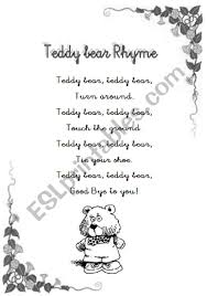 Teddy bear teddy bear rhymes. Teddy Bear Rhyme Esl Worksheet By Pastanaga