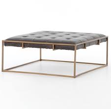 Fold over the edges and secure them with staples over the batting on the inside edge of the. Oxford Tufted Black Leather Square Ottoman Coffee Table Zin Home
