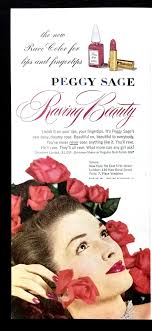 1947 Peggy Sage Kosmetik Vintage Anzeige, Werbekunst, Nagellack,  Printwerbung, 1940er Jahre Mode, Lippenstift, Großartig zum Einrahmen.