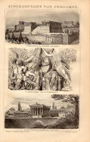 1885 Pergamon Temple Antique Print Vintage Lithograph Ancient Greece Greek Architecture Illustration Izmir Tu Pergamon Antique Prints Architecture Illustration